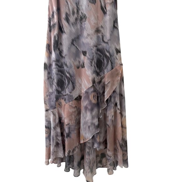 R&M Richards Sleeveless Floral Print Maxi Dress With Asymmetrical Ruffle Hem - Picture 5 of 15